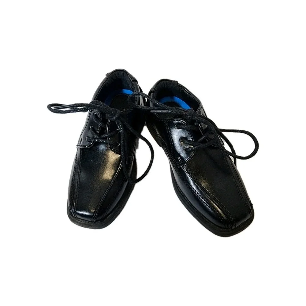French Toast Kids Black‎ Patent Leather Lace Up Dress Shoes Size 7